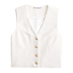 Abercrombie & Fitch Cream Vest with Gold Buttons